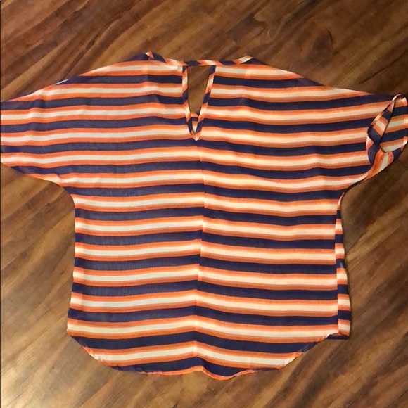 Navy, orange and white stripped shirt - Picture 2 of 2